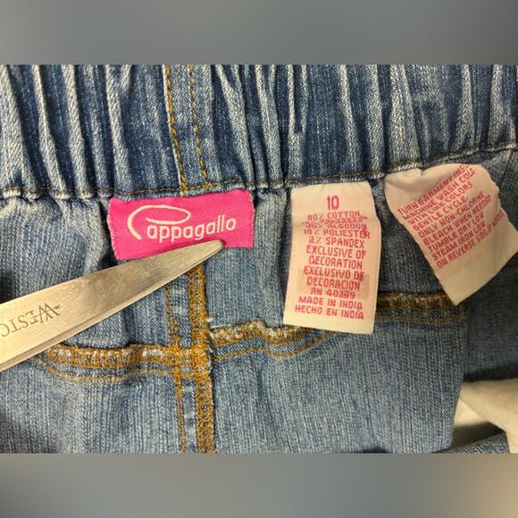 Vintage Papagallo Denim Midi Skirt Womens 10 Blue Jean Floral Beaded - Picture 3 of 8